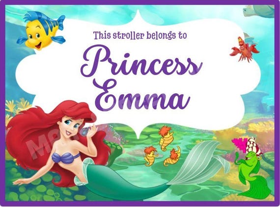Stroller Tag - {INSTANT DIGITAL DOWNLOAD} Custom, Personalized, Disney Vacation Tag for your stroller or scooter - Little Mermaid