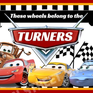 Disneys Cars Kinderwagen Scooter Schild, {INSTANT DIGITAL DOWNLOAD} Individuell, personalisiert, Namensschild für Kinderwagen, Stuhl,Rollstuhl