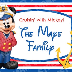 Targa per porta o targhetta per passeggino - {DOWNLOAD DIGITALE} Personalizzato, personalizzato, Disney Cruise Mickey, targhetta per le vacanze