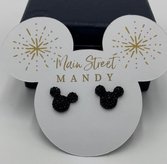 Mickey Mouse Shaped Stud Earrings - Classic Black