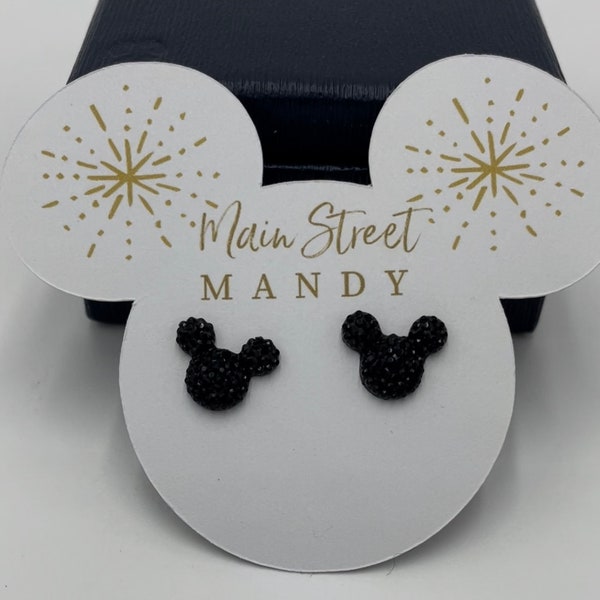 Mickey Mouse Shaped Stud Earrings - Classic Black