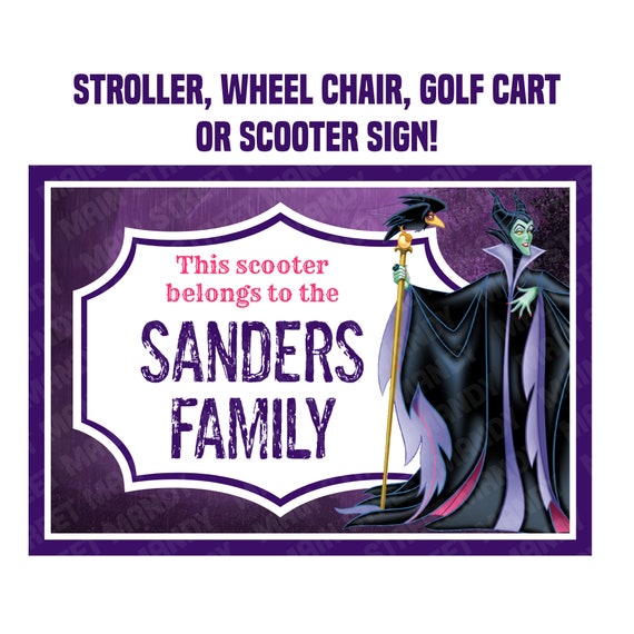 Stroller or Scooter Tag - Custom, Personalized, Disney Villain Maleficent Sleeping Beauty Tag