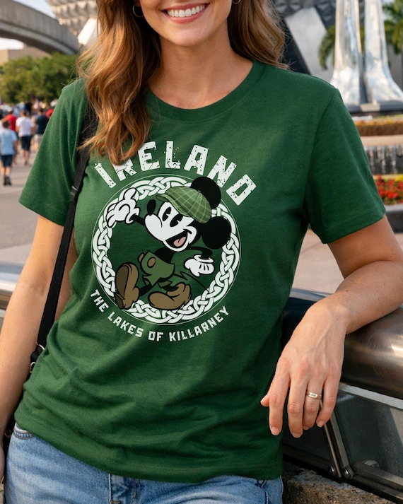 Irish Mickey Mouse T-Shirt, Ireland Mickey Mouse Disney Shirt, Green Disney World Tee, Epcot Ireland Tee