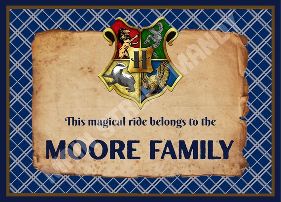 Personalized  Stroller Tag, Universal Studios Inspired, HP Sign for your Stroller, Wheel Chair or Scooter (Digital Download)