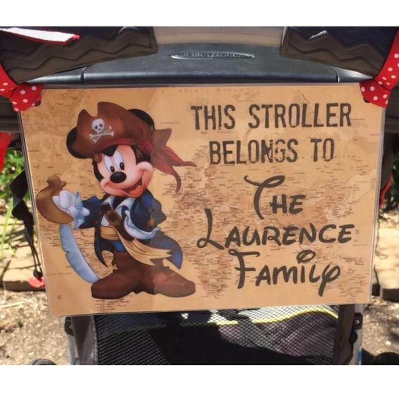 Stroller Tag Personalized {DIGITAL DOWNLOAD} Custom Pirate Mickey Tag for your stroller