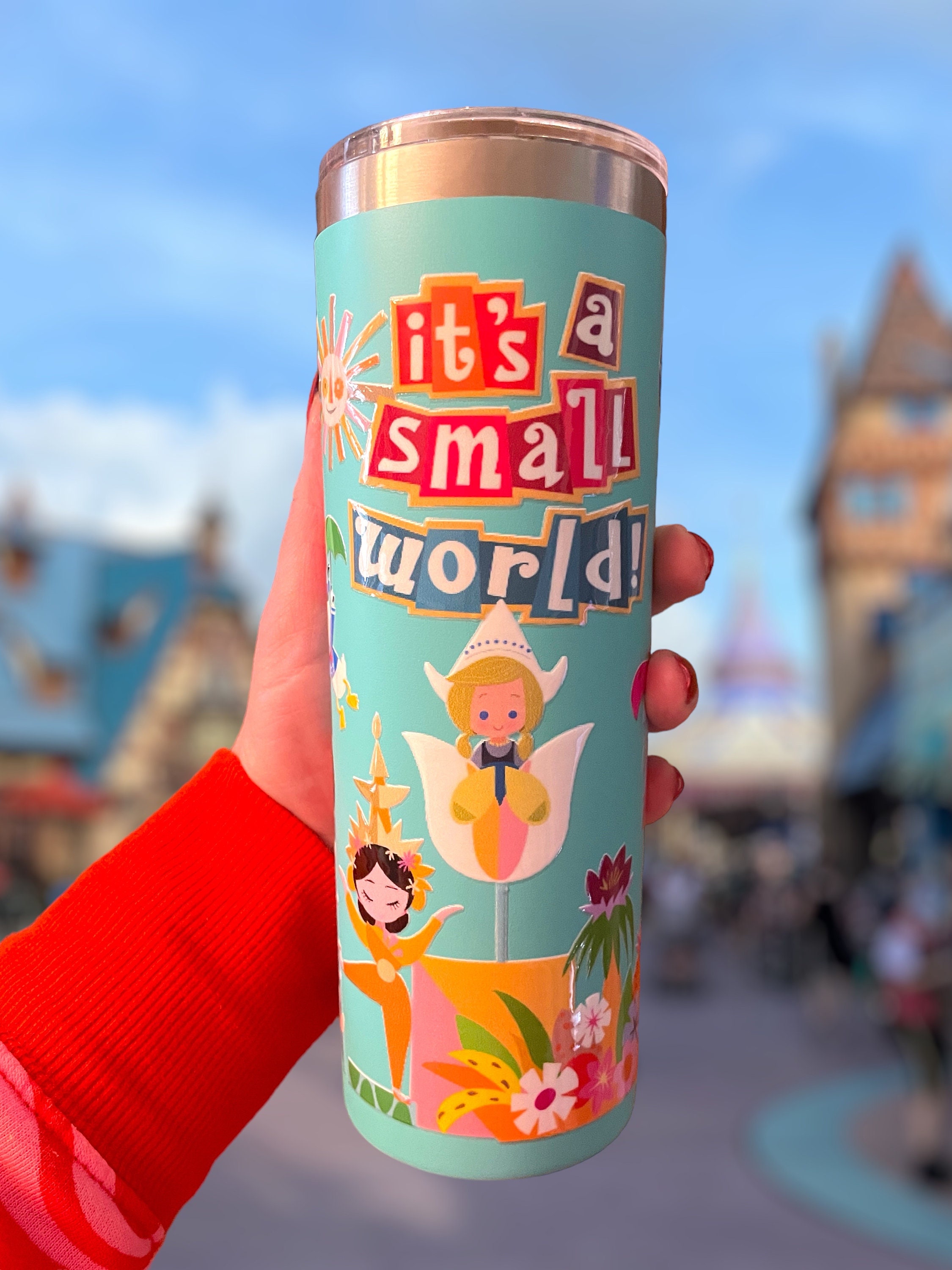 Disney It's a Small World 20 Oz Skinny Tumbler, Travel Cup, Hot