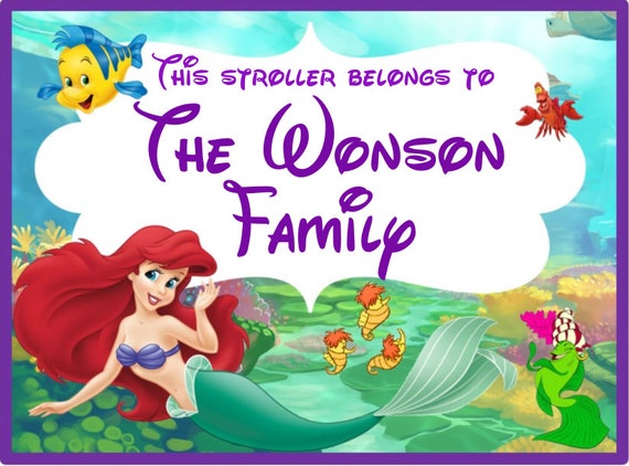 Stroller Tag - {DIGITAL DOWNLOAD} Custom, Personalized, Disney Vacation Tag for your stroller or scooter - Little Mermaid