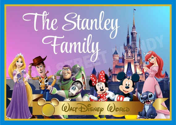 Disney Diy Stroller Tag / Scooter Tag - {INSTANT DIGITAL DOWNLOAD} Custom Personalize, Disney World Characters Name Tag for your stroller