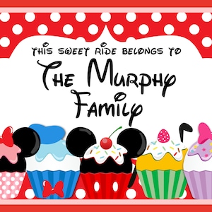 Stroller Tag - Custom, Personalized, Disney Cupcakes Vacation Tag for your stroller