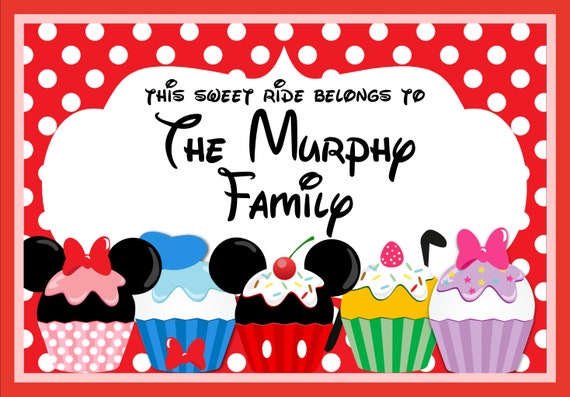 Stroller Tag - Custom, Personalized, Disney Cupcakes Vacation Tag for your stroller