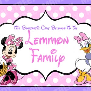 Tag per passeggino - {DOWNLOAD DIGITALE} Tag personalizzato, personalizzato, Disney Minnie Mouse Daisy Duck Bowtastic Vacation per il tuo passeggino