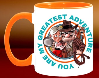 Disney 11 oz or 15 oz Mug, Carl & Ellie Fredrickson, Up, You are my greatest adventure, ceramic coffee mug