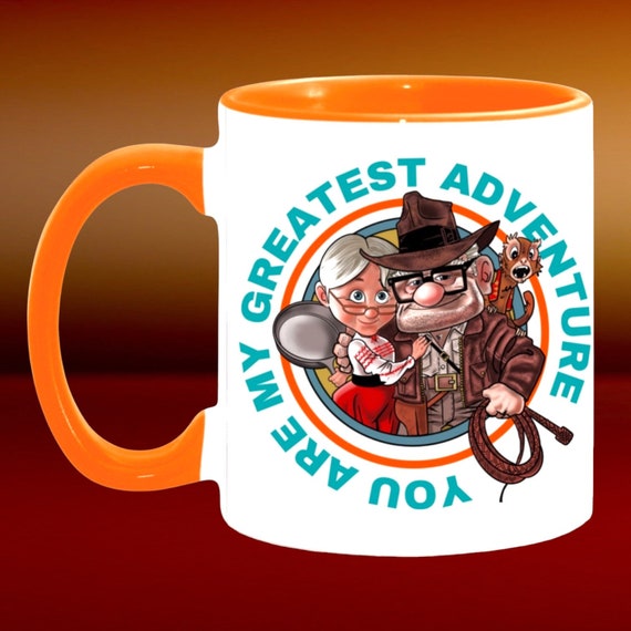 Disney 11 oz or 15 oz Mug, Carl & Ellie Fredrickson, Up, You are my greatest adventure, ceramic coffee mug