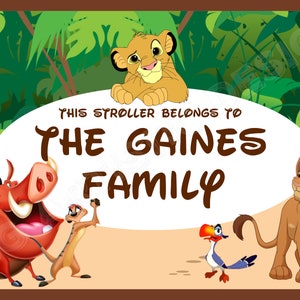 Passeggino Tag - {DIGITAL DOWNLOAD} Personalizzato, Personalizzato, Disney Lion King Vacation Tag per il tuo passeggino