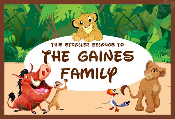 Stroller Tag - {DIGITAL DOWNLOAD} Custom, Personalized, Disney Lion King Vacation Tag for your stroller