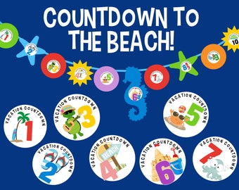 Beach Vacation Countdown Banner Chain Kit