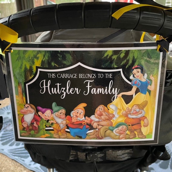 Stroller Tag - {DIGITAL DOWNLOAD} Custom, Personalized, Snow White and the Seven Dwarfs Vacation Tag for your stroller
