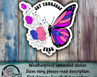 Set yourself free | Gender fluid | Non binary | LGBTQ Stickers | pride month  | funny adult stickers