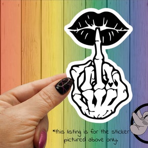 Skeleton Middle Finger Sticker: Sarcastic Adult Humor, Weatherproof