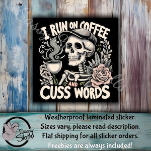 Coffee and Cuss Words Sticker: Sarcastic Adult Humor