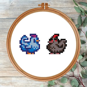 Blue and Void Chicken - Cross Stitch Pattern (DIGITAL PDF FILE)