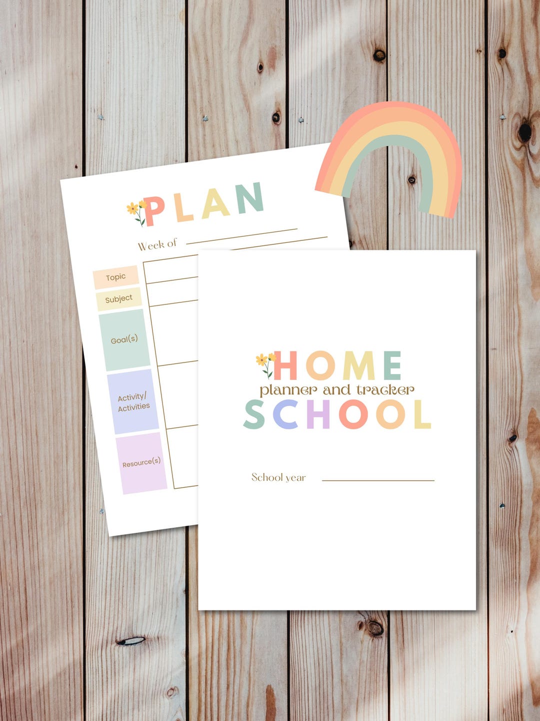 Soft Rainbow Printable Planner PDF || Homeschool Teacher Home Study ...