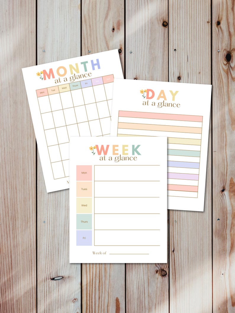 Soft Rainbow Printable Planner PDF || Homeschool Teacher Home Study ...