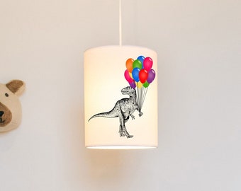 Dinosaur with Balloons Lampshade: Nursery Light, T-Rex Ceiling Shade