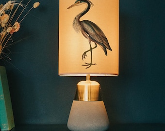 Heron Lampshade: Bird Print Lighting, Kitsch Decor