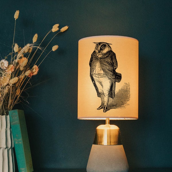Owl in a suit lamp shade/ ceiling shade - bird lamp shade - bird lighting - owl lamp
