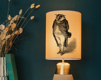 Owl in a suit lamp shade/ ceiling shade - bird lamp shade - bird lighting - owl lamp