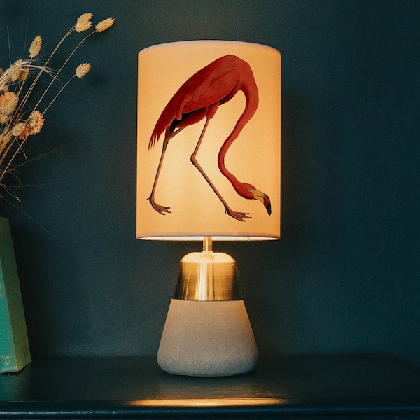 Pink Flamingo Lampshade: Handmade Drum Shade, Kitsch Decor
