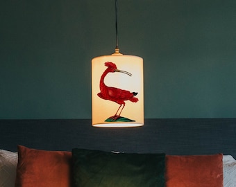 Red bird lampshade/ceiling shade - pendant light - drum lampshade - lighting