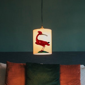 Red bird lampshade/ceiling shade - pendant light - drum lampshade - lighting
