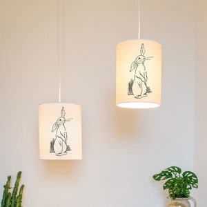 Sketched rabbit lampshade/ceiling shade - animal lamp shade - rabbit lamp - nursery light - children&#39;s lampshade