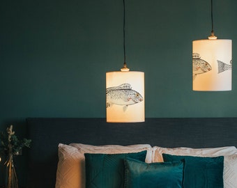 Fish lamp shade/ ceiling shade - painted sweetlip fish - nautical lamp shade - lighting