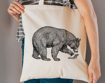 Bear gifts - animal bag - cotton reusable bag - material shopping bag - animal gifts