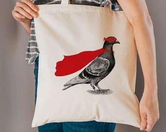 bird bag - super pigeon bag - cotton reusable bag - material shopping bag