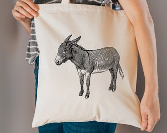 Donkey bag - donkey gifts - cotton reusable bag - material shopping bag