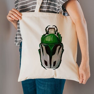 Beetle Print Cotton Tote Bag - Reusable Shopping Bag