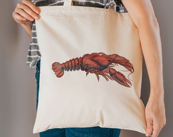 lobster gifts - lobster bag - cotton reusable bag - fabric shopping bag - nautical gifts