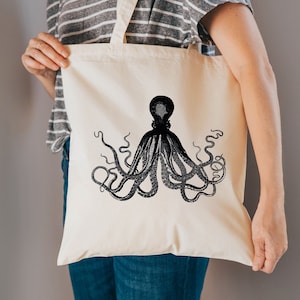 maritime Wiederverwendbare Tasche - Krake Stofftasche - Meerestier Geschenke