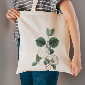 Floral Cotton Tote Bag: Reusable Shopping Bag, Plant Lover Gift