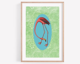 Flamingo print, bird print, wall art, A4 print, A3 print