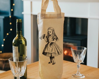 Drink me - Alice in Wonderland - wine tote - bottle bag - gift bag