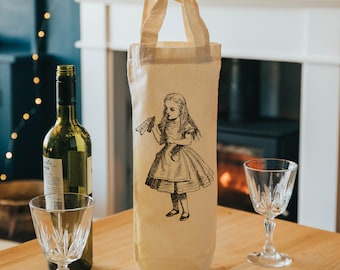 Drink me - Alice in Wonderland - wine tote - bottle bag - gift bag