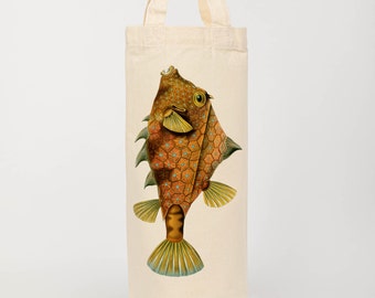 Humpback turret fish gift - wine tote - bottle bag - gift bag - nautical gifts