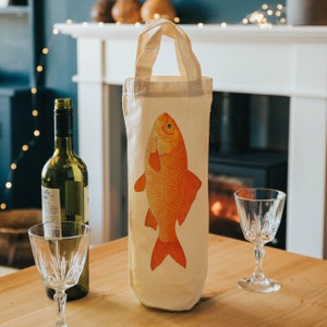 Fischen Geschenk - Weintasche - Flaschenbeutel - Geschenkbeutel