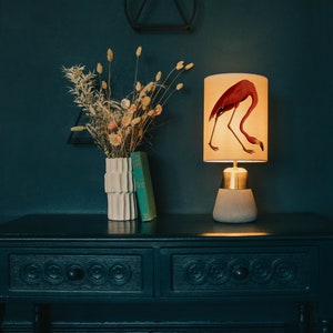 lamp shade/ ceiling light/ pendant light/ pink flamingo shade/ drum lampshade/ lighting/ bird