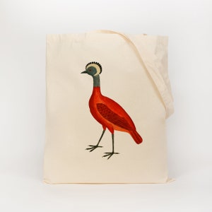 Red tropical bird Bag bird gifts cotton reusable bag fabric shopping bag image 4